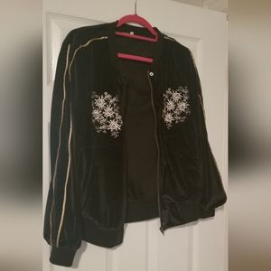 Velour bomber style black jacket